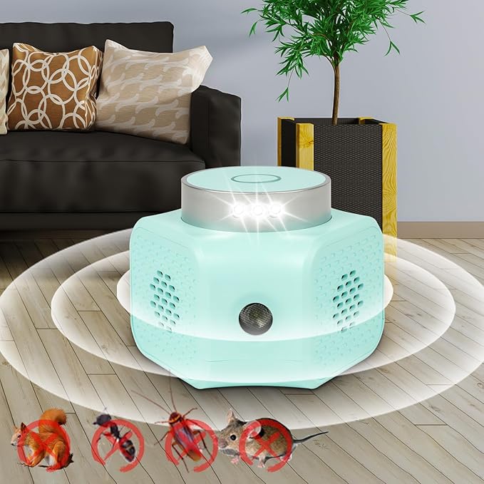 Rodent Repellent Ultrasonic Plug in - Squirrel Deterrent, Mouse Deterrents, Rodent Repellent Indoor - Squirrel Repellent for Attic Garage RV - Rat Repellent Ultrasonic - UR02 Light Blue