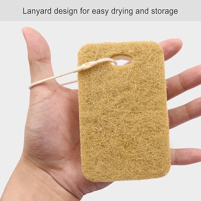 Natural Sponge, Sponges Individually Wrapped, Non Scratch Kitchen Cleaning Sponge Scouring Pad Cellulose Coconut Scrubbing Sponge for Washing Dishes (Pack of 12 - Yellow)