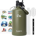 Swigina [2-IN-1 LID] Gallon Insulated Water Bottle with Silicone Boot (48hrs Cold/24hrs Hot) - DIY Stickers, Leakproof, BPA Free, 128 oz