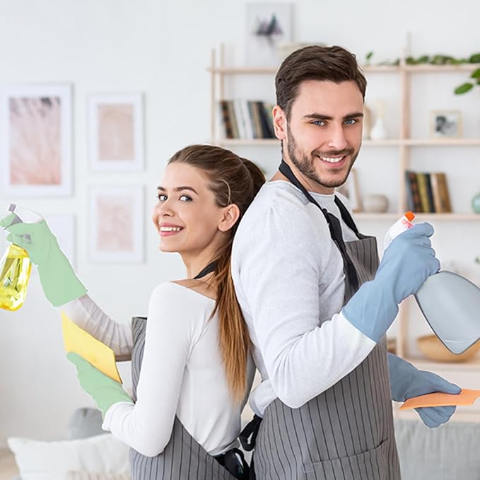 Rubber Kitchen Dishwashing Gloves - 4 Pairs Colorful Reusable Household Cleaning Gloves For Washing Dishes And Cleaning Tasks，Flexible And Durable Waterproof (Medium, Dark Green+Blue+Green+Gray)