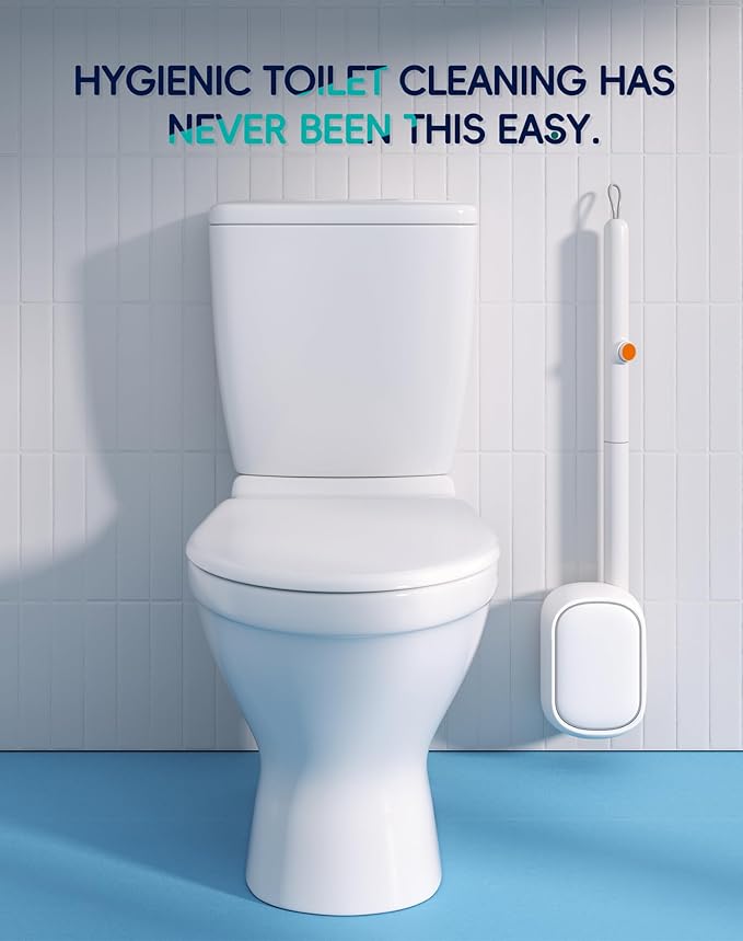 Disposable Toilet Cleaning System - Toilet Wand Kit with 48 High-Performance Refills, Wall Mounted Brush and Holder for Deep Cleaning Bathroom (2 Toilet Brush+48 Refills)