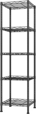 HOMEFORT Storage Shelves, 5-Wire Shelving, Metal Shelving Unit Adjustable Storage Shelves Rack for Kitchen, Pantry, Bathroom, Black, 11.6" W x 11.6" D x 46" H