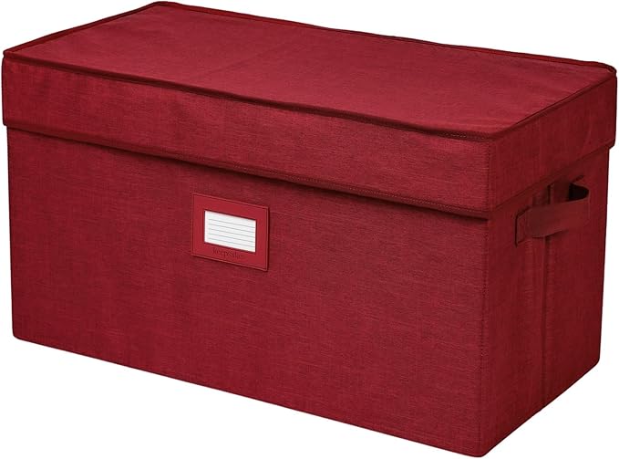 Covermates Keepsakes - Storage Box - Heavy Duty Polyester - Reinforced Handles - ID Window - Indoor Storage - Closet Storage, Red Heather