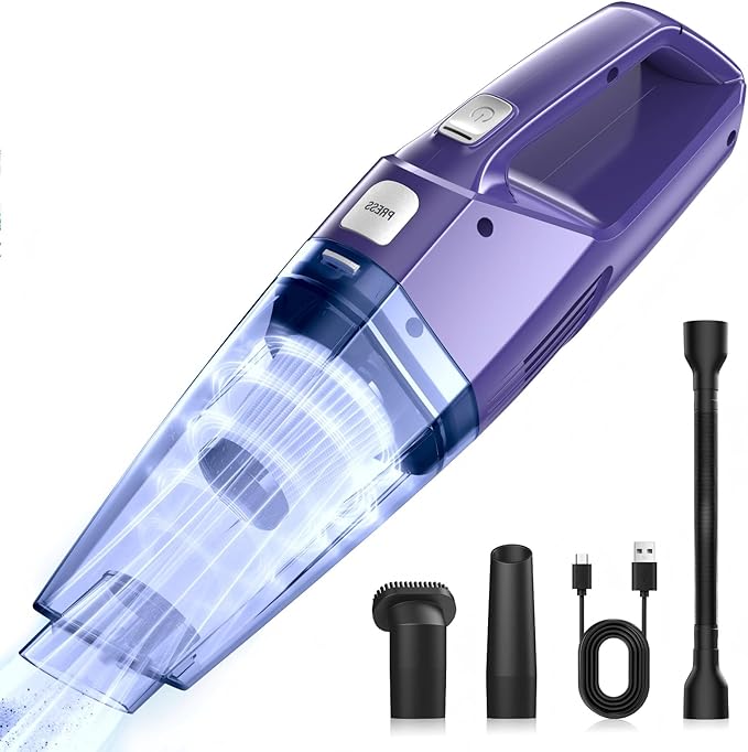 Bossdan Handheld Vacuum Cordless – Car Vac Portable with 8KPA & Multi Accessories & Low Noise, Lightweight Hand Held Vacuum Cordless Rechargeable for Car/Home/Dust/Pet Hair, Mine Portable Vacuum
