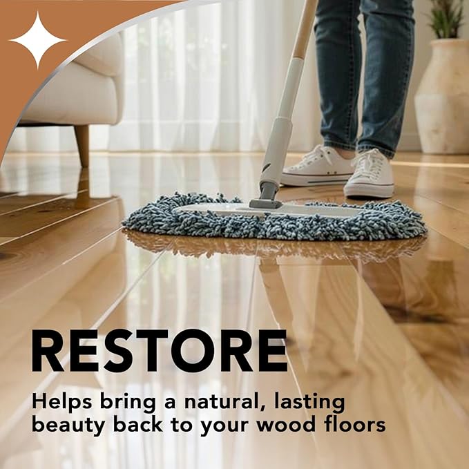 Weiman Hardwood Floor Cleaner and Polish - Cleans Vinyl Tile, Solid, Laminate, Natural Shine, No Residue, Removes Scratches, Leaves Protective Layer, 1 Gallon Mop Soap & 32 Oz Restorer
