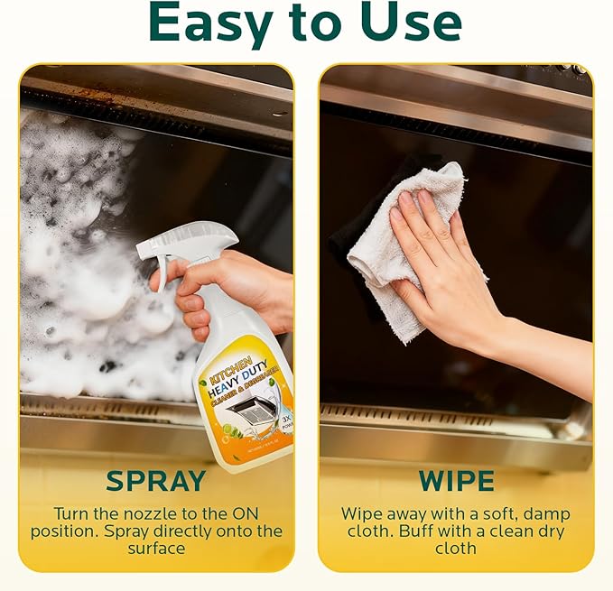 Clean Up Kitchen Oil Stains Spray: Foam Cleaner Spray Cuts Through Baked-On Grease on Ovens Stove Tops Grills - Heavy Duty Kitchen Degreaser & Cleaner for Multi-Surface Cookware & Countertop