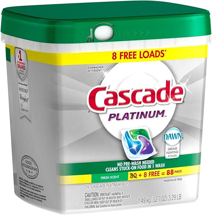 Cascade Platinum ActionPacs Dishwasher Detergent, Fresh Scent (88 ct.)