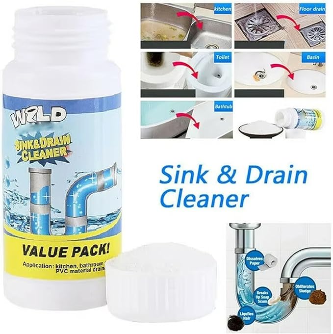 Sink and Drain Cleaner, Powerful Sink & Drain Cleaner, Foaming Clog Remover Quick Cleaning Tool for Kitchen & Bathroom (1Pcs)