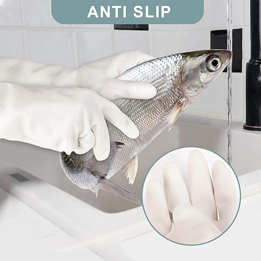 2 Pairs, 15 Inches, Nitrile Cleaning Gloves, Kitchen Dishwashing Gloves, Reusable, Durable, Water-Resistant, And Hypoallergenic (Small)