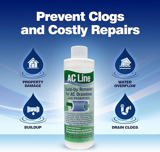 AC Drain Line Cleaner - 4 Pack / 12 Month Supply - Cleans HVAC drain lines, condensate lines, and more