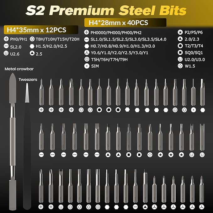 SAKER Electric Screwdriver Set - 57 in1 Mini Magnetic Precision Repair Tool Kit with Rechargeable Torque Screwdriver for Home DIY Furniture Electronics Repair & Gifts for Men