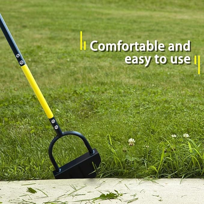Saw Tooth Edger Lawn Tool with T Grip Handle，Half Moon Shape，Sharp Saw Tooth，Tool with T Grip Handle, Hand Edging Tools for Landscaping, Garden, Flower Beds, Borders, Sidewalk, Turf, Yard (A)