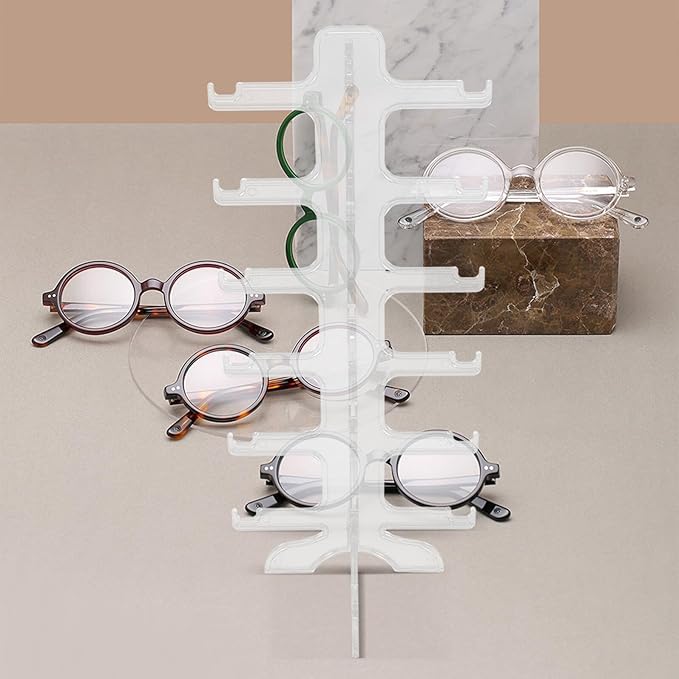 MAGICLULU Multi-Layer Sunglass Rack Eyewear Organizer 6-Tier Plastic Glasses Display Stand Holder for Desk Countertop Storage