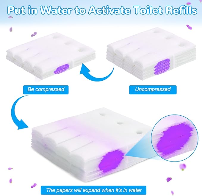 36 Refills Disposable Toilet Bowl Paper Bulk Toilet Fresh Flushable Refills for Bathroom Toilet Brush Accessories Supplies Starter Kit (Lavender Scent)