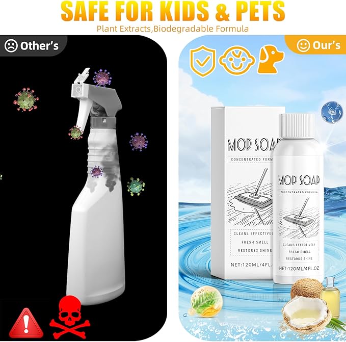 Mop Soap for Floor Cleaning: 2025 Upgrade Fresh Scented Mop Soap Brazilian Wave for Home, Kitchen, Bathroom, 4 oz (4)