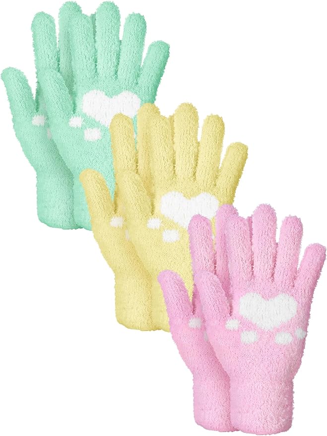Patelai 3 Pairs Microfiber Plant Dusting Gloves Leaf Cleaning Gloves for Indoor Plants, Blinds, Furniture, House (Green,Pink,Grass Green,Medium)