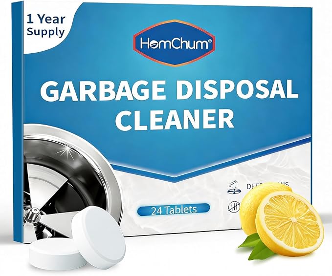 Garbage Disposal Cleaner and Deodorizer Tablets 24 Pack, 1 Year Supply, Lemon Scent Foaming Disposal Cleaner, Sink Cleaner
