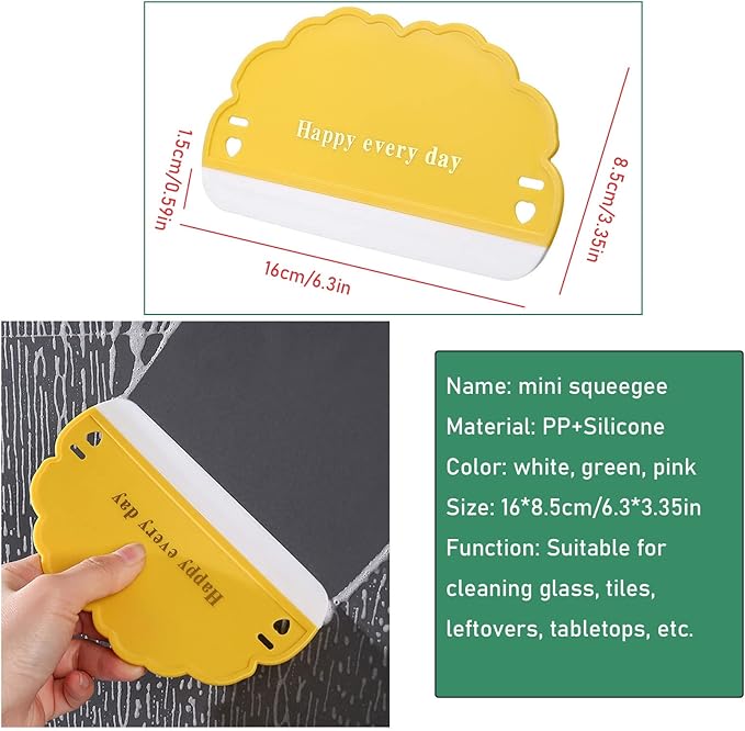 3 Pack Shower Squeegee Bathroom Glass Door Cleaning Scraper with Soft Rubber Water Blade Wiper Board Cleaner Tool for Sink Countertop Kitchen Window Mirror Car Windshield Tiles