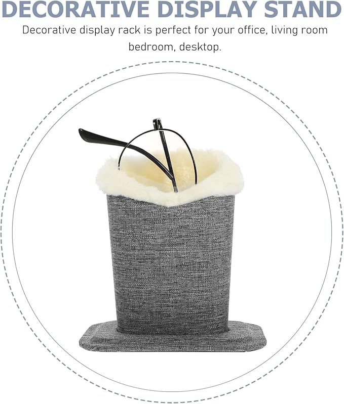 2pcs Linen Fabric Eyeglasses Holder Stand Plush Eyeglass Organizer Rack for Desktop Storage Eyewear Display in Linen Gray, Compact Set for Home and Office Use
