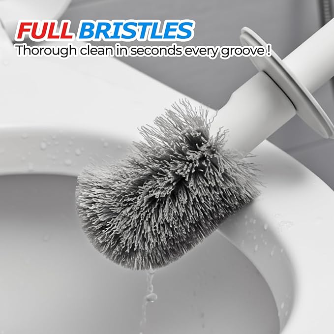 Toilet Bowl Brush and Holder Set - Toilet Scrubber Brush,Cleaning Brush,Bathroom Decor,Household Essentials,Cleaning Supplies,White