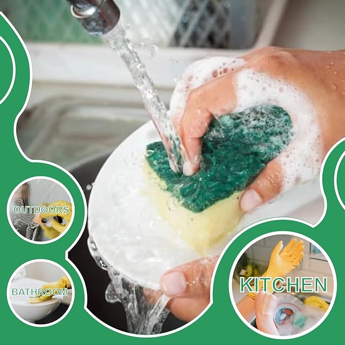 24 Pack Kitchen Cleaning Sponges,Scrub Sponges,Non-Scratch Scrub Dish Sponge Safe on Non-Stick Cookware,Stink-Free Cleaning Supplies for Pots, Pans