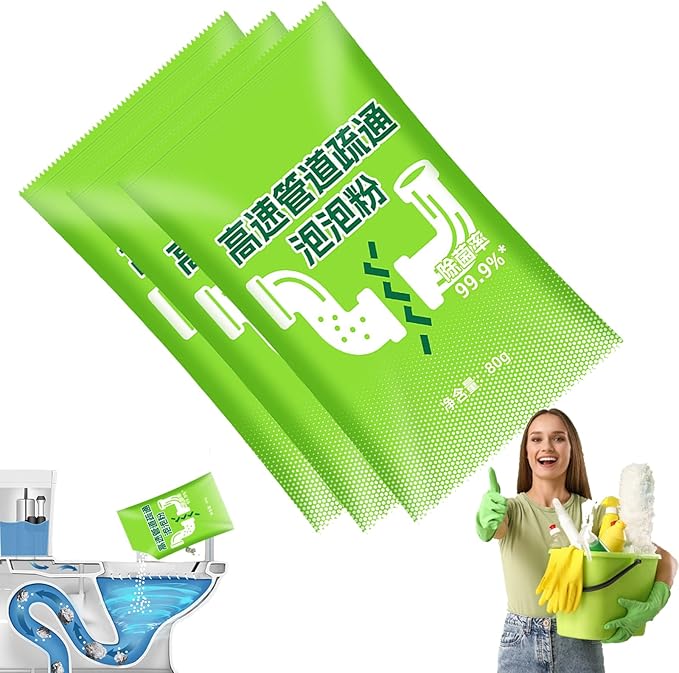 Powerful Pipe Dredging Agent - High Speed Drain Cleaner Foaming Powder, Wild Sink and Drain Cleaner Powder, Fast Foaming for Kitchen/Bathroom/Toilet Pipeline Quick Cleaning Tool (3Pcs)