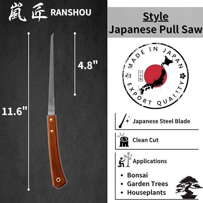 Bonsai Keyhole Saw 4-3/4" Made in JAPAN, Japanese Pruning Saw, Japanese Steel Blade, Wood Handle