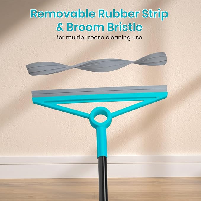 MAVRIZ Air Broom for Dust, Hair, Liquids, Silicone Broom with Removable Rubber Strip and Brooms Bristle, Multifunctional Floor Squeegee for Indoor Cleaning
