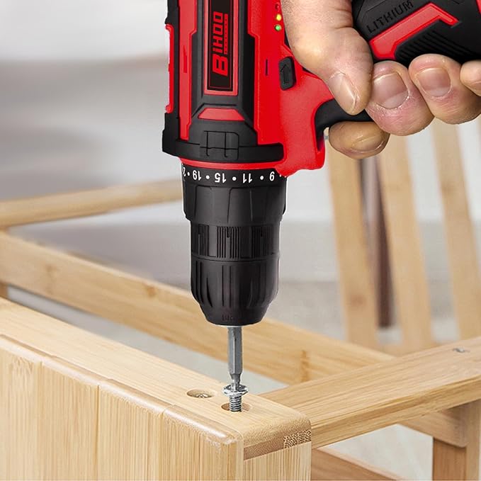 Cordless Drill Set,20V Drill Driver with Battery and Charger,3/8-Inch Keyless Chuck, Variable Speed,with Drills Bits Set,Red