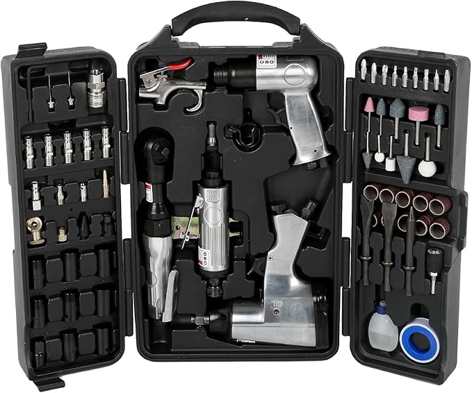 71-Piece Air Tool Kit, 1/2" Impact Wrench, 150mm Hammer, 1/4" Die Grinder, Ratchet Wrench, Air Compressor Tools with Full Accessories for Mechanics