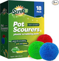 SCRUBIT 18 Round Nylon Dish Scrubber Scouring Pads - Assorted Colors Scourer Pads - Tough and Durable - Non-Scratch for Non-Stick Cookware