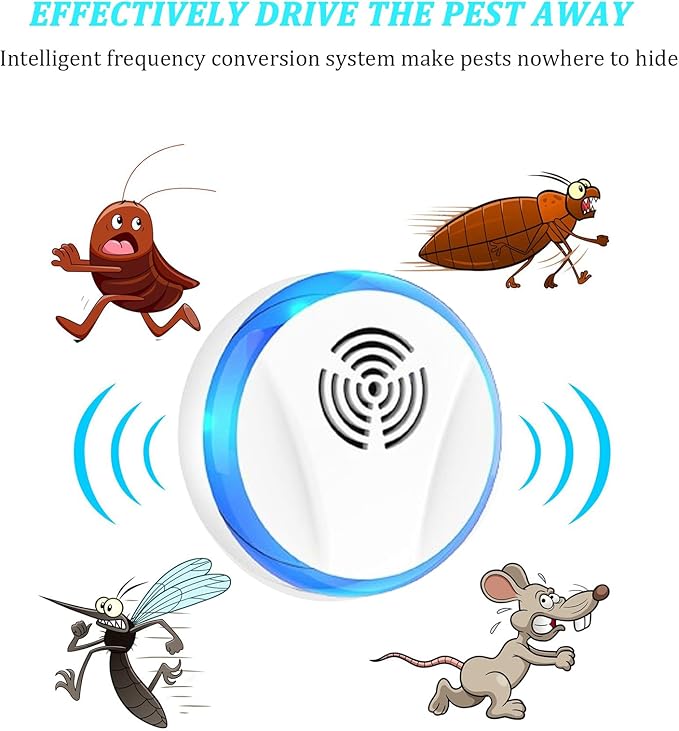 Ultrasonic Pest Repeller Indoor Plug in for Rodent Control, Mosquito Repellent, Cockroach Killer, Spider Deterrent, Electronic Mice Repellent (4, White)