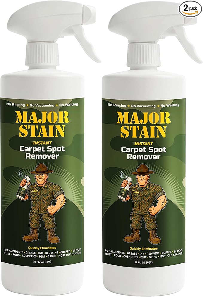 Carpet Stain Remover Spray 32oz (2 Pack) – Powerful Cleaner & Spot Remover for Upholstery, Rugs & Fabric – Removes Wine, Coffee, Grease & Food Stains – Fragrance Free
