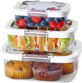 Felli Duo Loc Tritan Meal Prep Containers Microwave Safe BPA FREE, Leak Proof Lunchable Container for Leftovers Kitchen Fridge Freezer, Reusable Plastic On the Go Lunch Travel Box (Beginner 3pk)