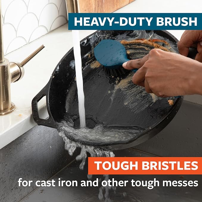 Full Circle Clean Ocean, Variety Dish Brush Pack - Dish Brush, Bottle Brush, and Heavy-Duty Scrub Brush - Sustainably Made 100% from Recycled Ghost Fishing Nets, Safe for Cast Iron & Nonstick