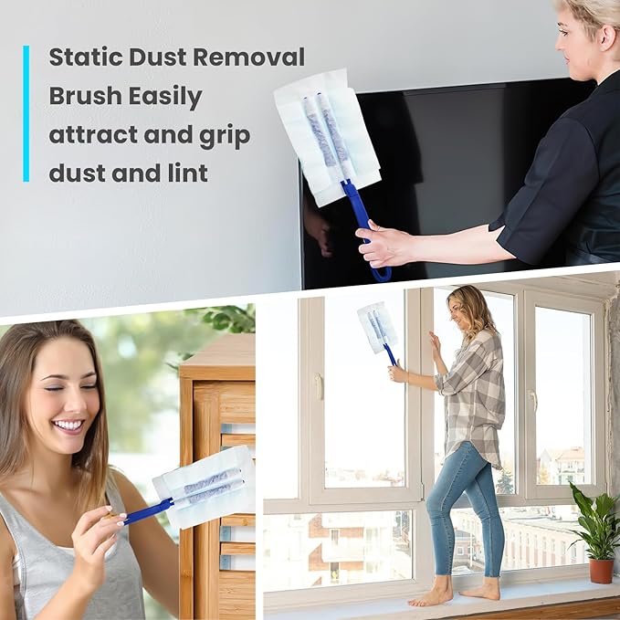 60 Count Disposable Duster Refills for Cleaning, for Swiffer Duster Refill, Multi-Surface Dusting Refills, Dusting Furniture, Blinds, Ceiling Fans, Helps Remove Allergens