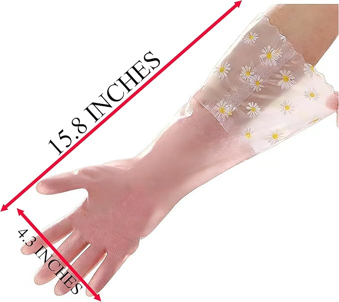 Dishwashing Cleaning Gloves Tear-Resistant Rubber Household Cleaning Gloves with Long Elastic Cuffs for Chores