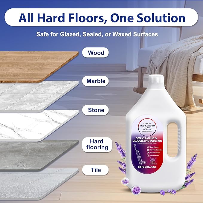 Lavender Floor Cleaning Solution, 82 FL OZ, Deep Cleans for Multiple Hard Floors, Compatible with Tineco S3/S5/S7 Pro & iFloor 3/5 (No Steam), Stain-Busting, Deep Deodorization Pet Friendly