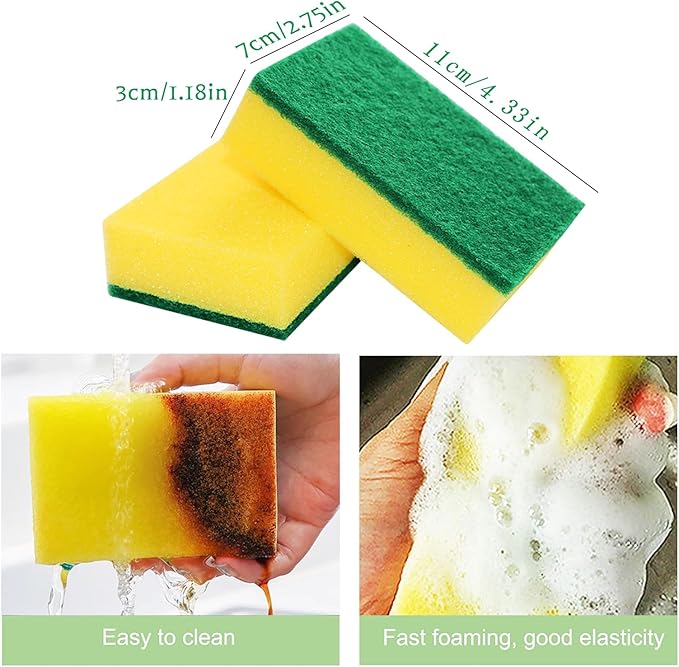 30 Pack Kitchen Sponges Individually Wrapped, Non-Scratch Scouring Pads Bulk Scrub Sponges for Cleaning Kitchen and Household, Car, Dish Sponge for Apartments Hotel