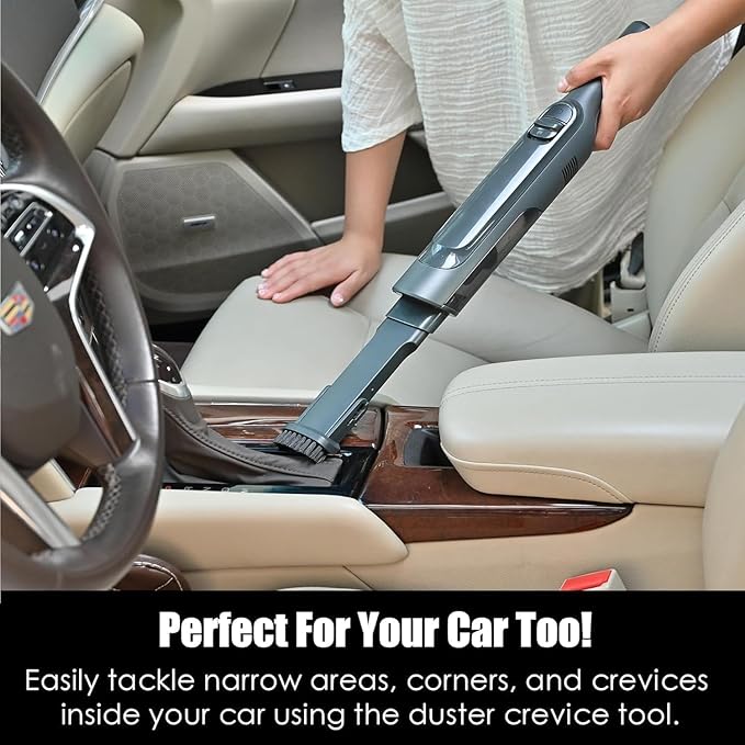 Handheld Vacuum Cordless, Lightweight 1.4lb with Powerful Suction, Charging Dock, Single Touch Empty and Detachable Dust Cup, Portable Mini Car Vac for Home Office and Pet Hair (Medium Gray)