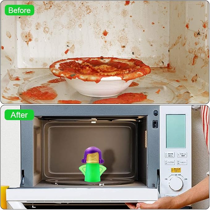 Abnaok Microwave Cleaner, Angry Mama Microwave Cleaner Microwave Oven Steam Cleaner Easily Clean in Minutes Cleans Add Vinegar and Water for Home or Office with English Manual (Green)