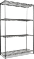 Alera Wire Shelving Starter Kit, Four-Shelf, 48w x 18d x 72h, Black Anthracite