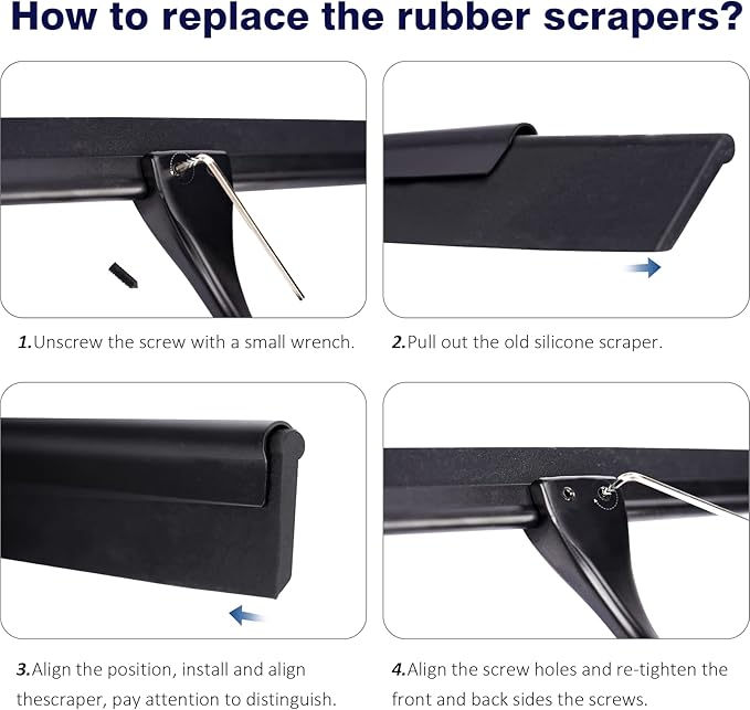 14'' Shower Squeegee, TOOVEM Squeegee for Shower Glass Door for Glass Doors, Windows, Bathroom, Car Windshield, Black
