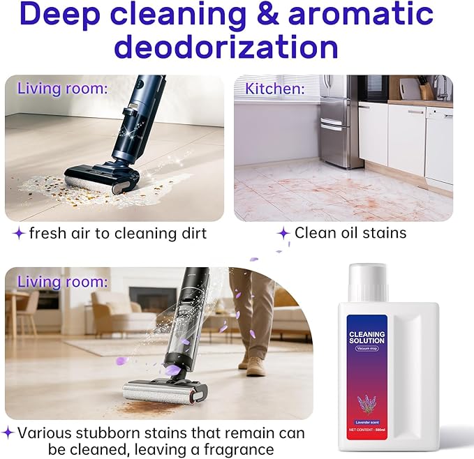Lavender Floor Cleaning Solution Compatible with Dreame Wet & Dry Vacuum and Robot， Residue & Streak Free,Suitable for All Robot Vacuum Cleaners and Wireless Wet Dry Dual-Use Vacuum Cleaners