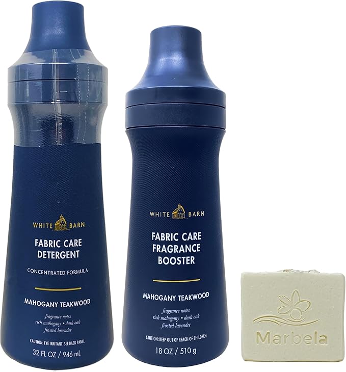 Bath & Body Works Mahogany Teakwood Fabric Care Detergent and Fragrance Booster with a Natural Oats Bar Soap