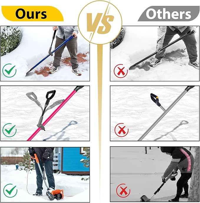 Universal Snow Shovel Handle, Back Saver Handle Attachment for Snow Shovel, Ergonomic Elasticity Handle Extension Universal Fit for Shovels Rakes, Weed Eater, String Trimmer, Gardening Tools