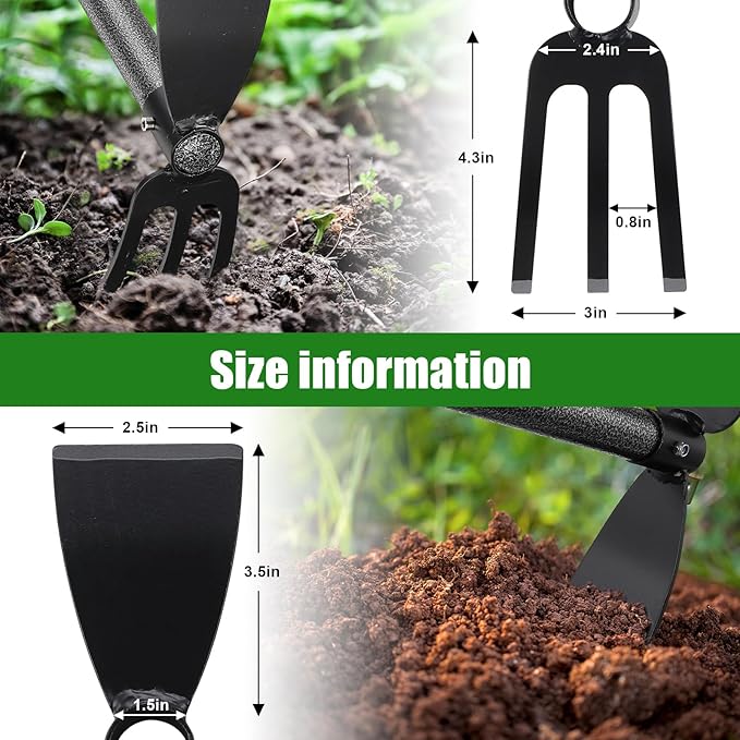 Hoe Garden Tool - Heavy Duty 2 in 1 Weed Hoes with Tiller Cultivator Rake,60 Inch Garden Hoe Long Handle for Weeding,Hand Weeder Tools for Indoor Outdoor Gardening,Planting