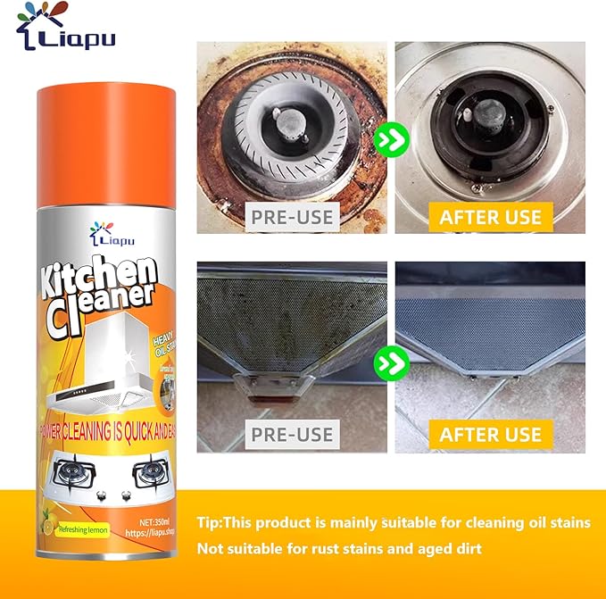 Liapu All Purpose Cleaner, Heavy Duty Degreaser Cleaner Spray, Lemongrass Scent Oven Cleaner Clean Up Kitchen Oil Stains Cleaning Tools For Stove Top & Induction Cooktop and Grill