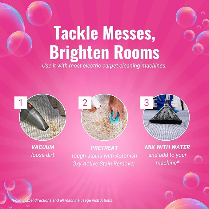Astonish Specialist Machine Carpet Cleaner 1000ml Solution – Deep Odor Lifting Shampoo for Wool & Synthetic Rugs – Stain Remover Concentrate for Major Cleaning Units, Fresh Scent