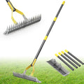 Thatch Rake,57 inch Thatching Rake for Lawn Stainless Steel Metal Dethatcher Rakes with Sheath,Heavy Duty Weed Rakes for Cleaning Dead Grass,Yard,Garden,Leaves,Loosening Soil